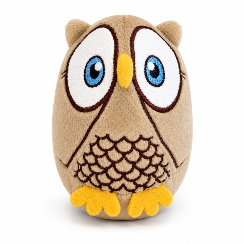 Party Destination Plush Owl Stuffed Animal 4" Brown Blue Eyes Embroidered Toy